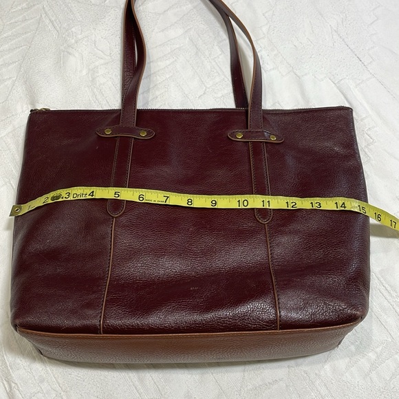 Fossil Felicity Satchel Tote Bordeaux Leather Bag Purse Double Shoulder Strap - Picture 8 of 16